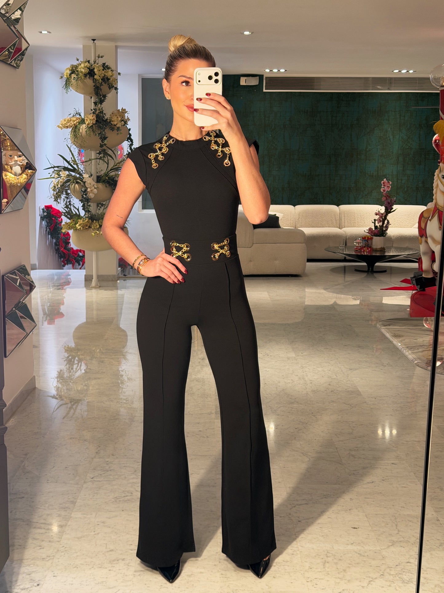 Jumpsuit negro stretch cadenas Cb