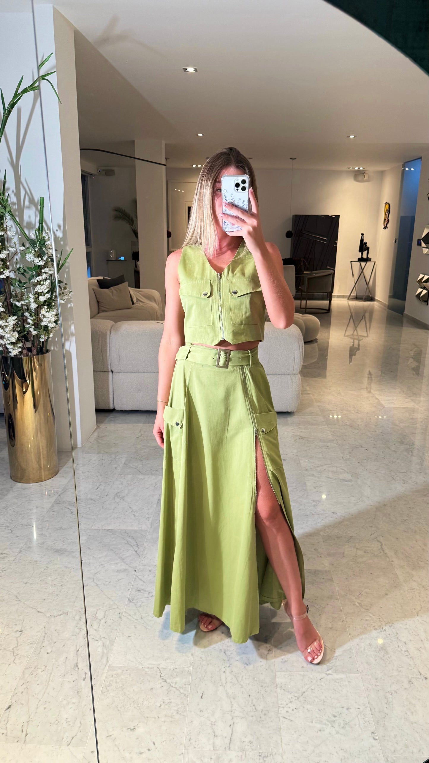 Set verde cameo de falda