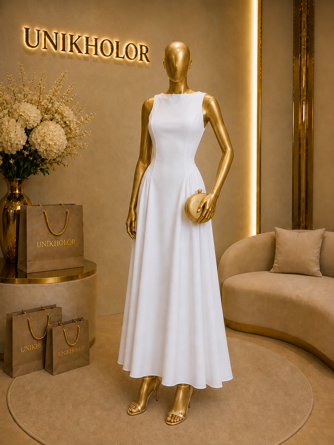 Vestido blanco largo básico cb