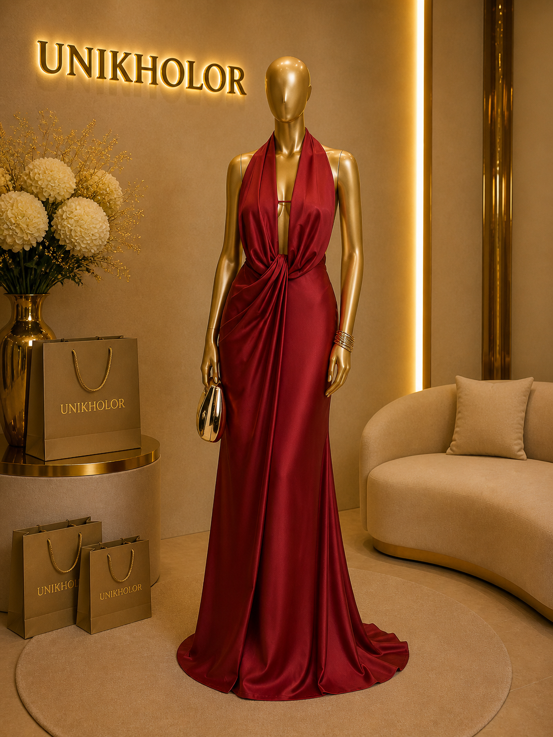 Vestido rojo stretch largo Cb