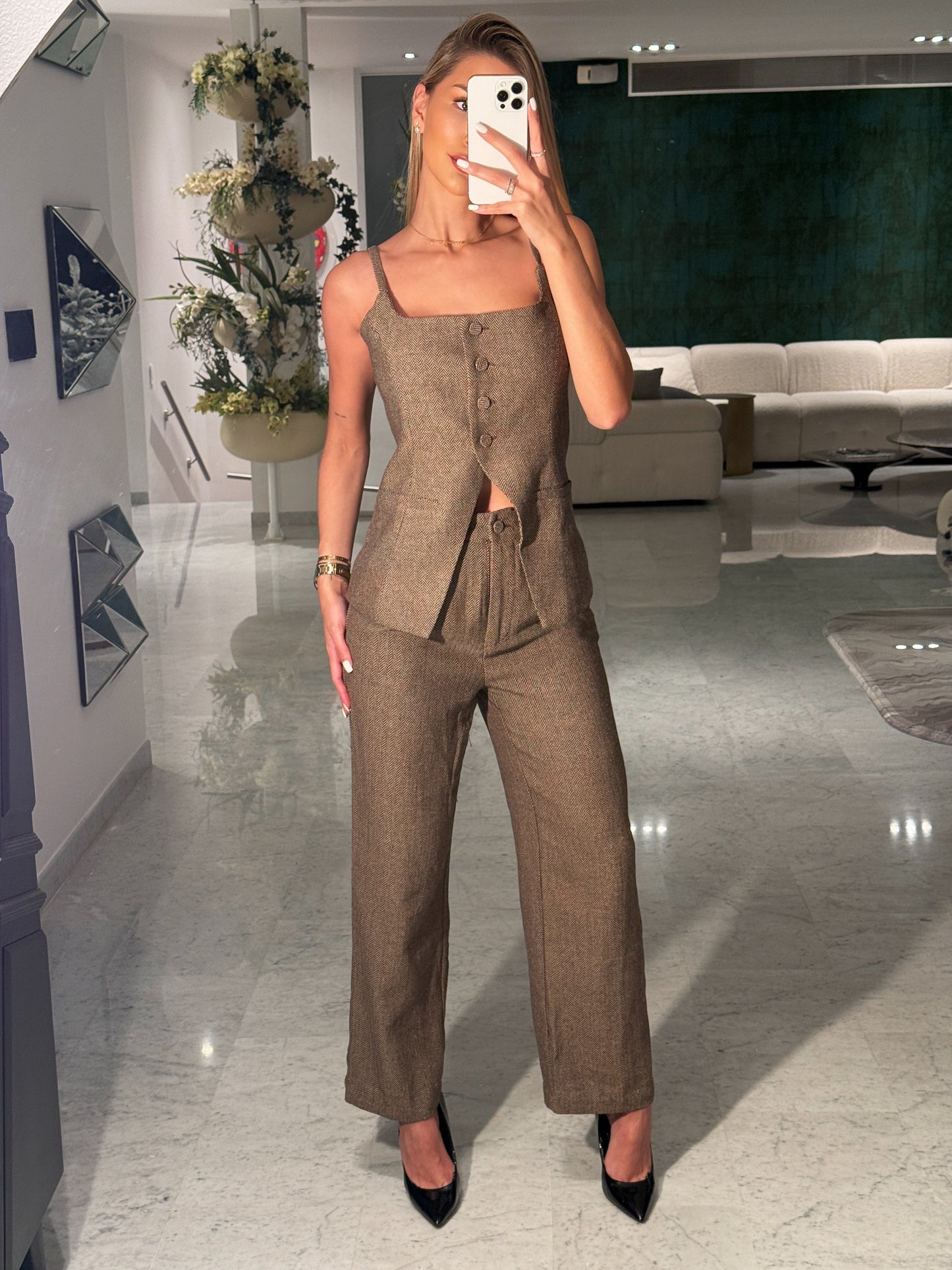 Set de vest y Pant Edit by Nine acanelado