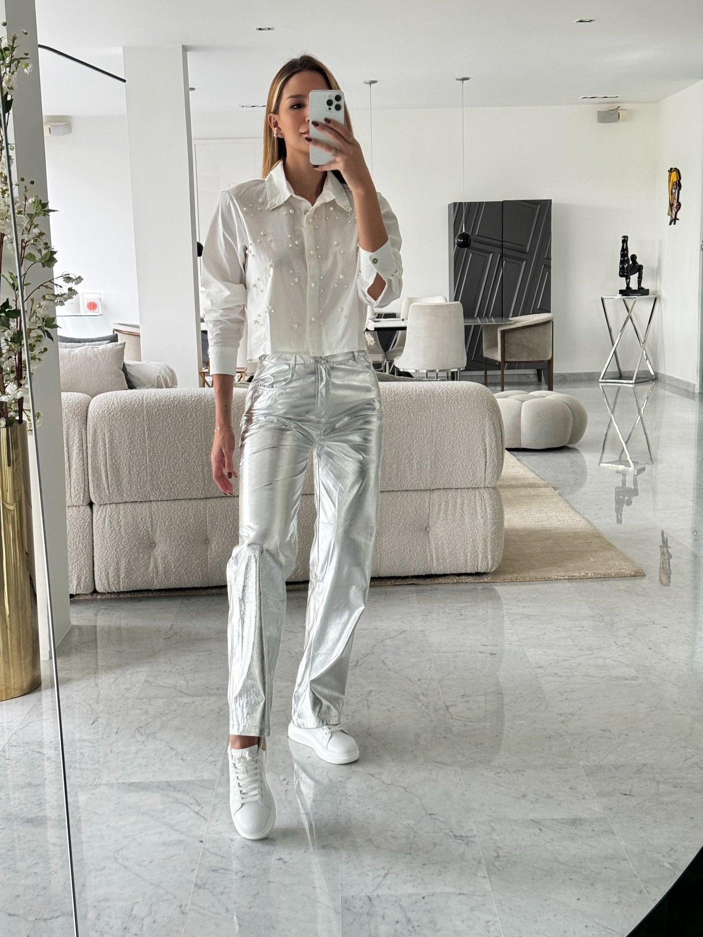 Pantalon plateado
