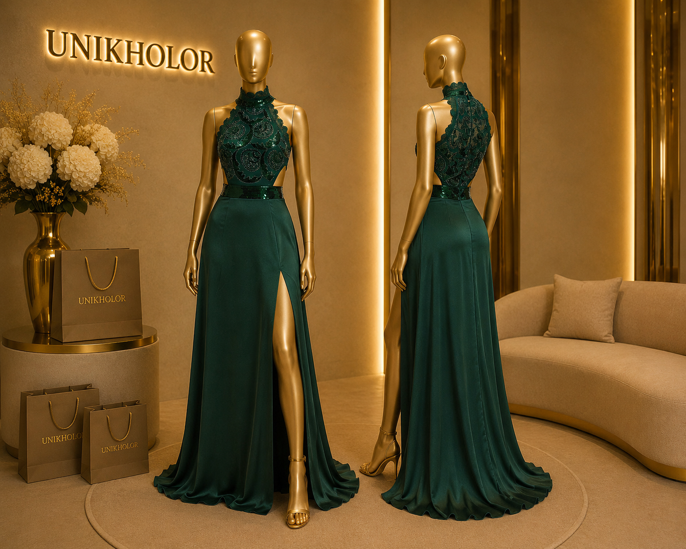 Vestido verde esmeralda cb