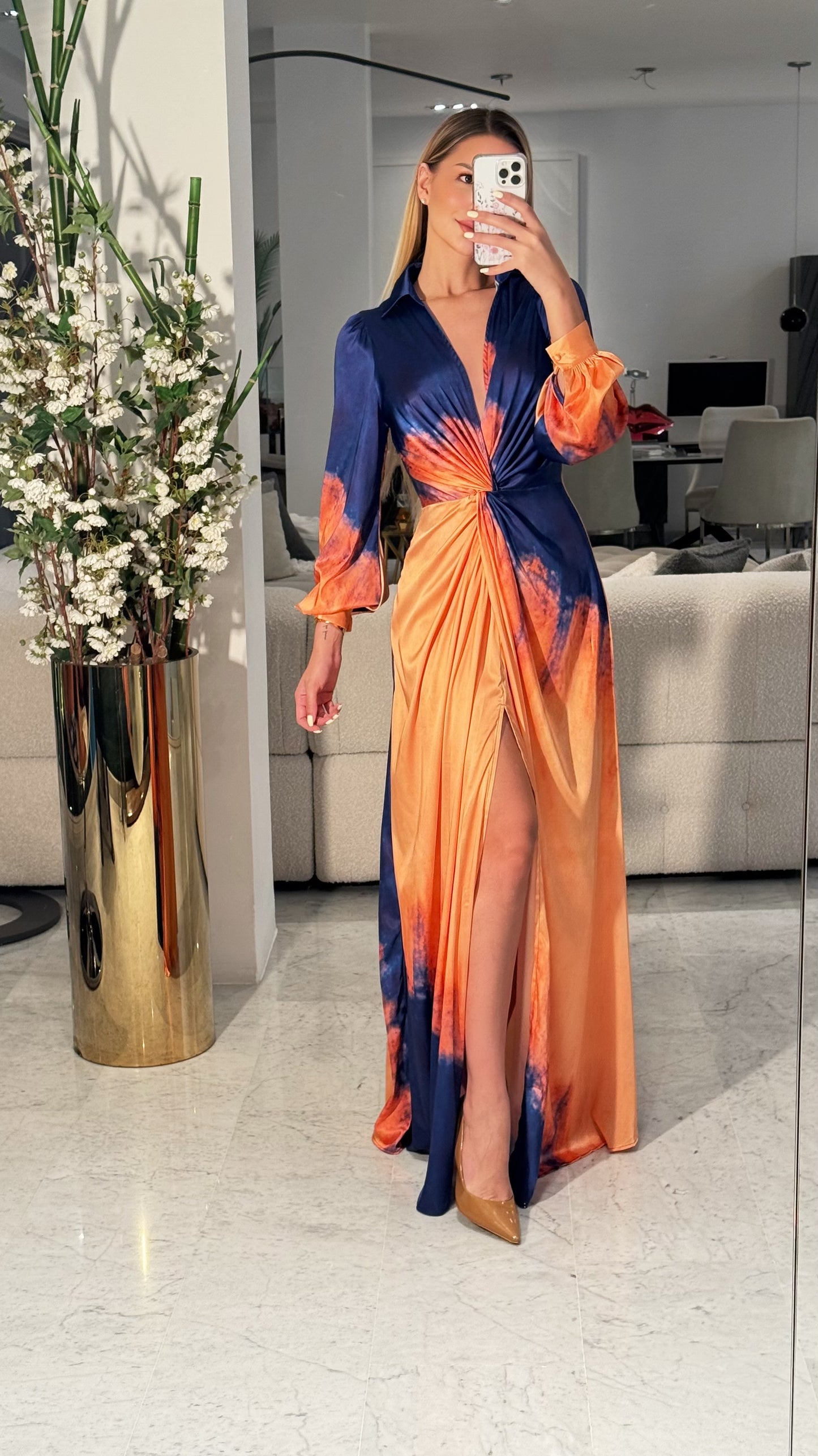 Vestido naranja con azul cb