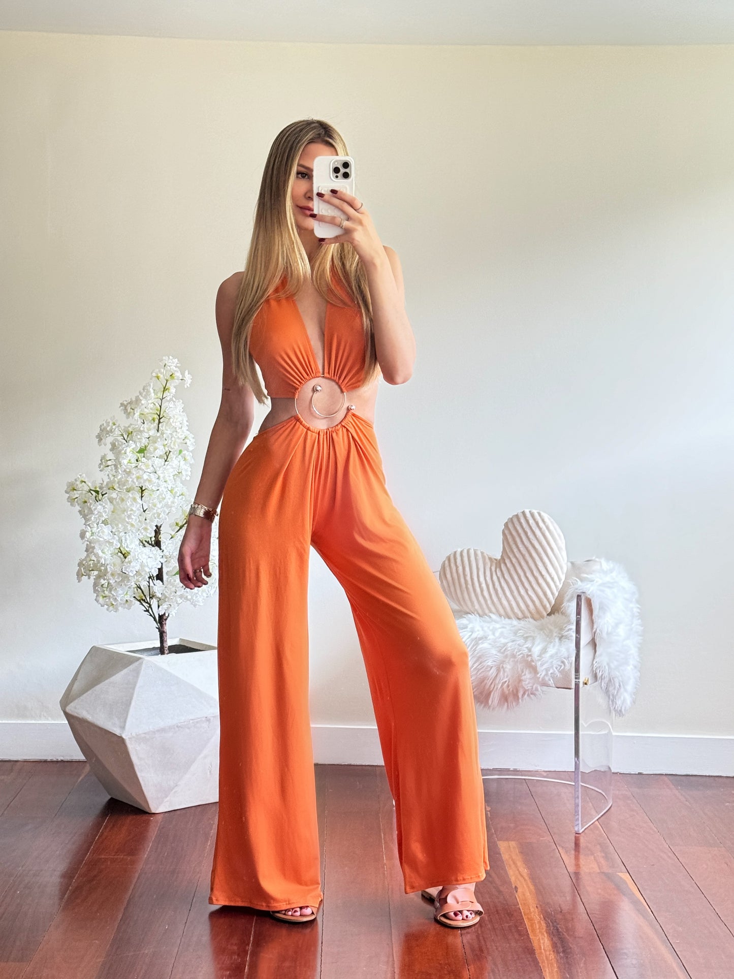 Jumpsuit naranja stretch