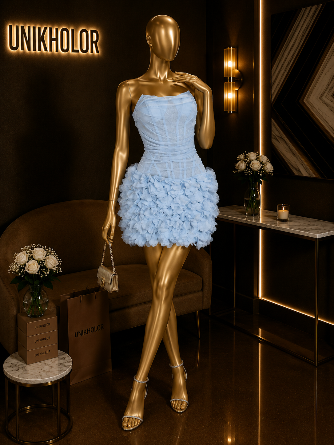 Vestido Corset azul flores cb