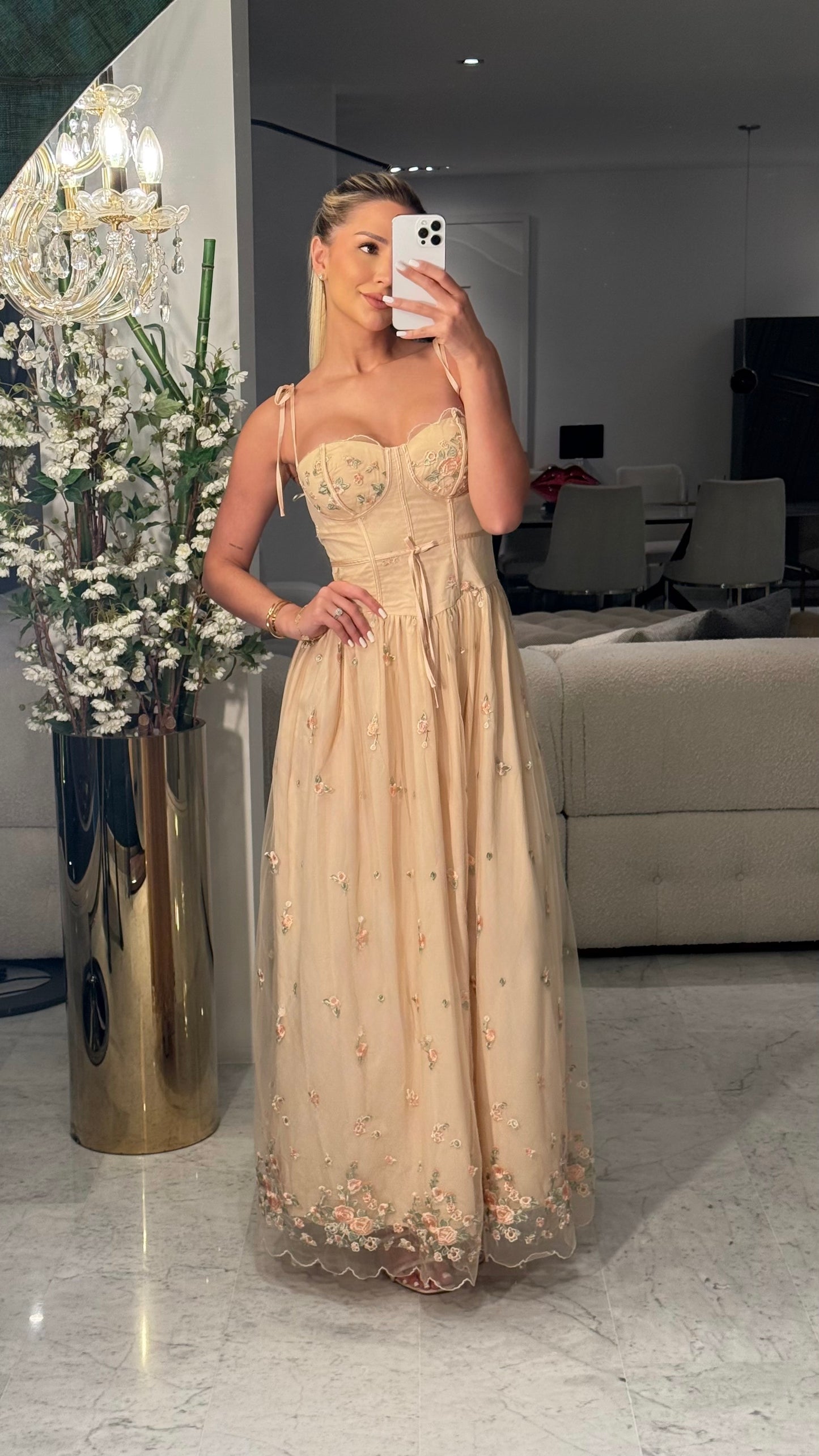 Vestido Corset beige floreado cb 3S