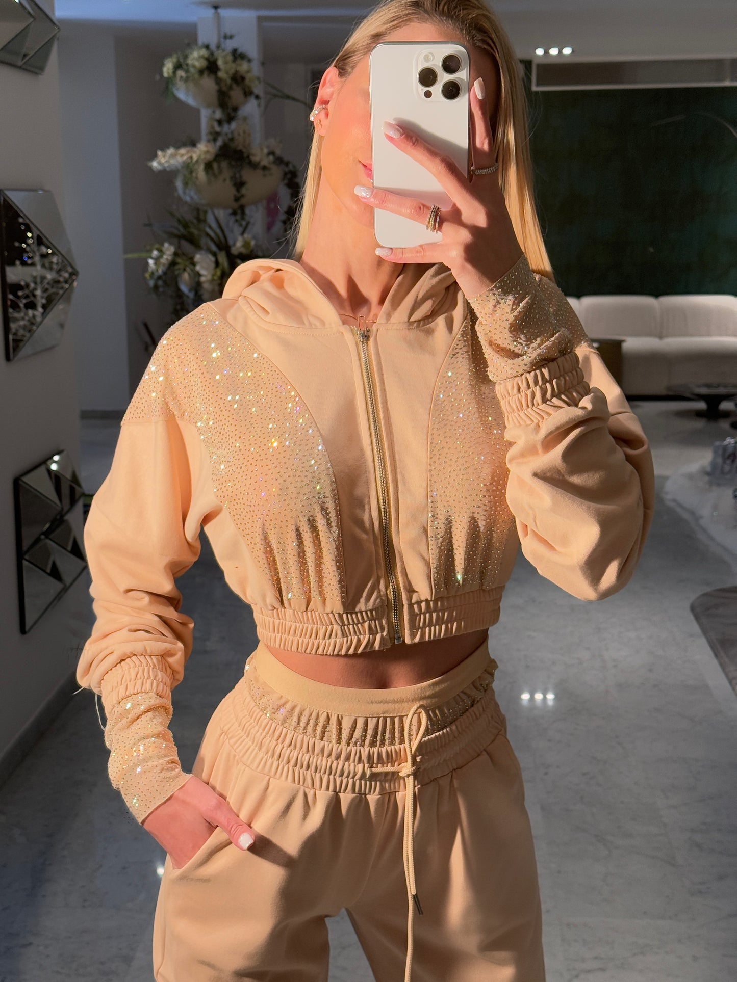 Set beige balboa con brillantes