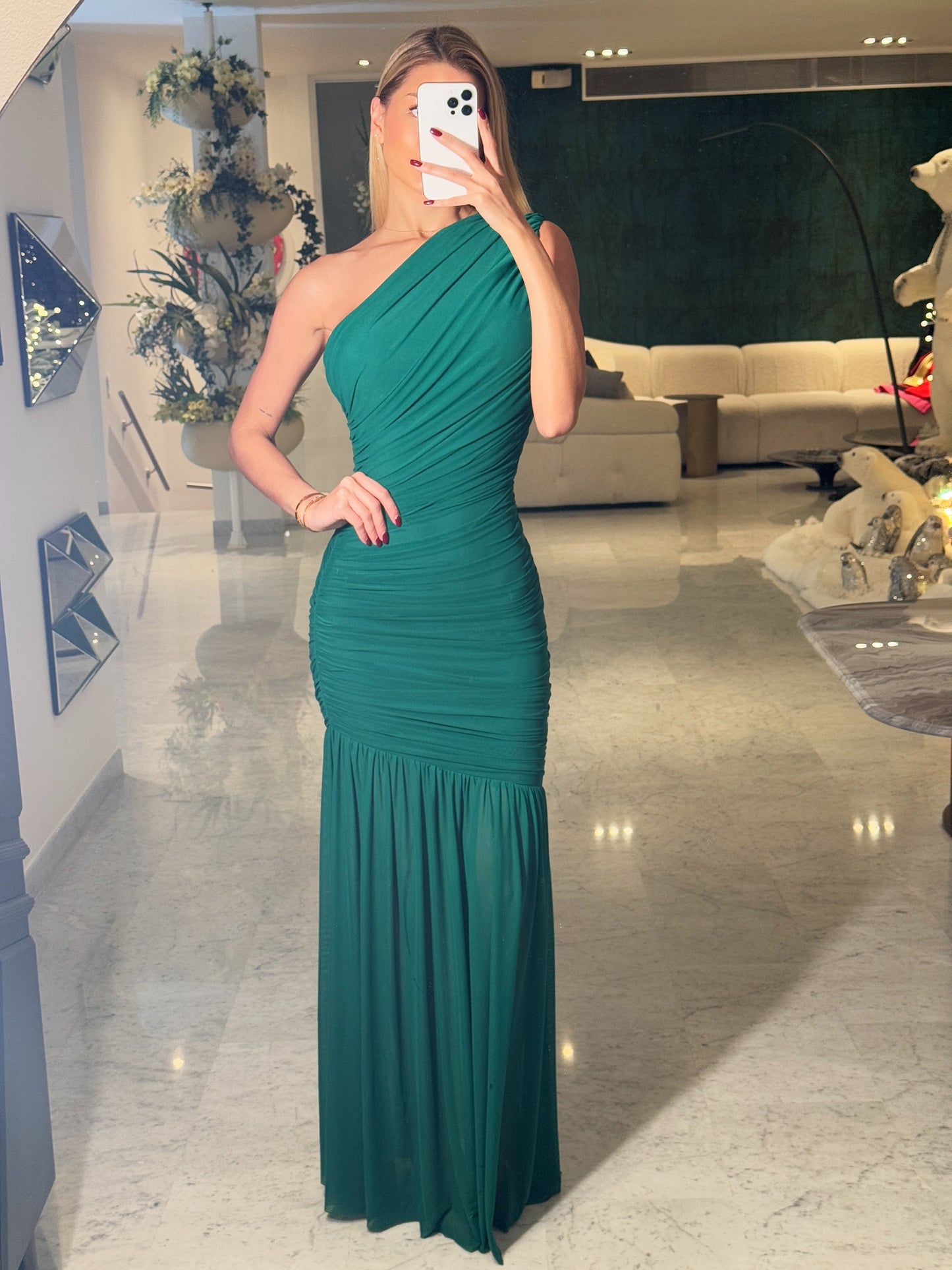 Vestido verde cameo largo