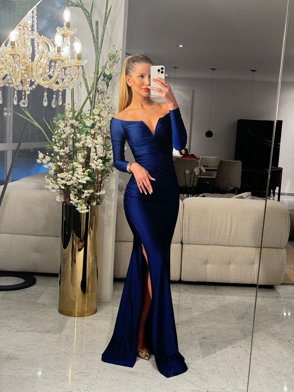 Maxi vestido azul stretch