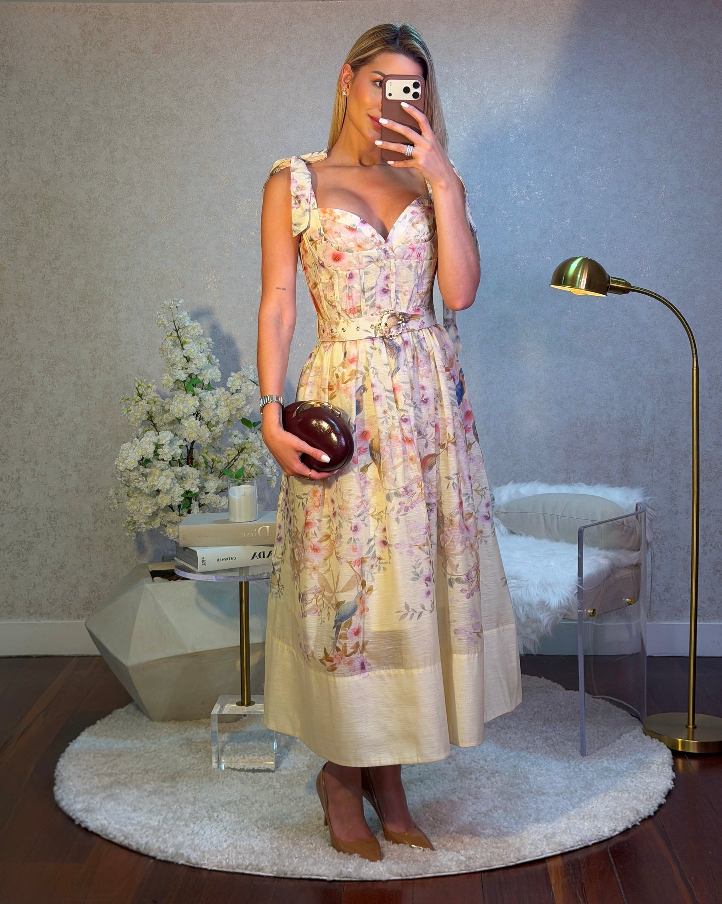 Vestido amarillo mantequilla floreado cb