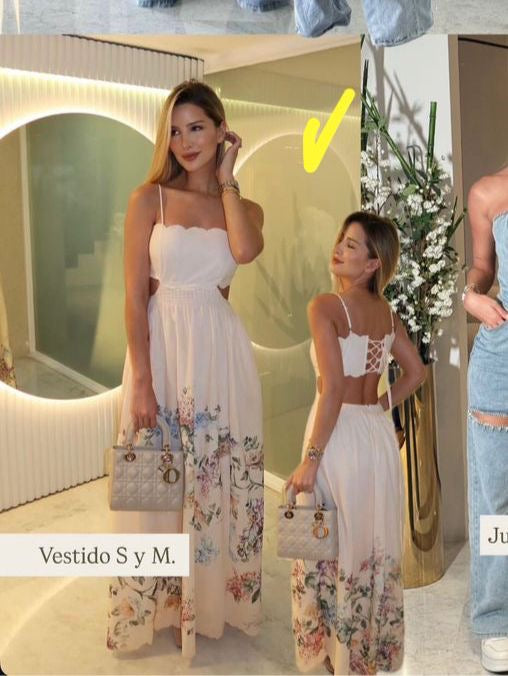 Vestido beige floreado cb