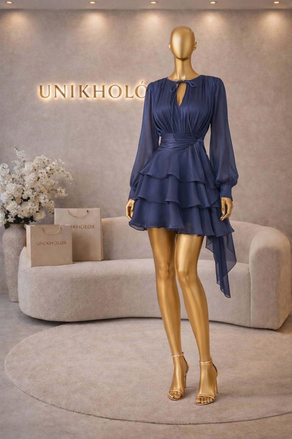 Vestido azul satinado cb 1/1 $115
