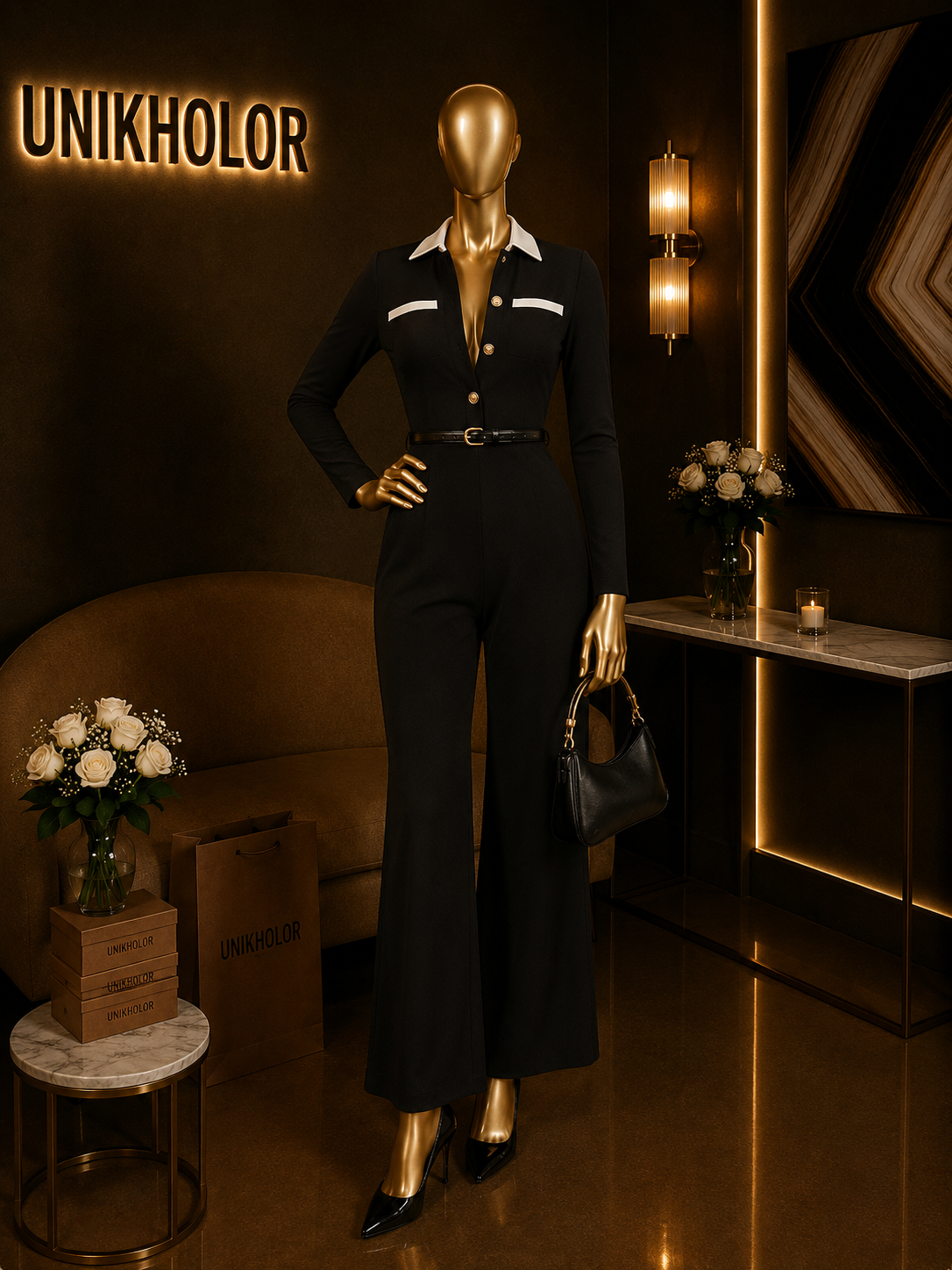 Jumpsuit negro con cuello cb