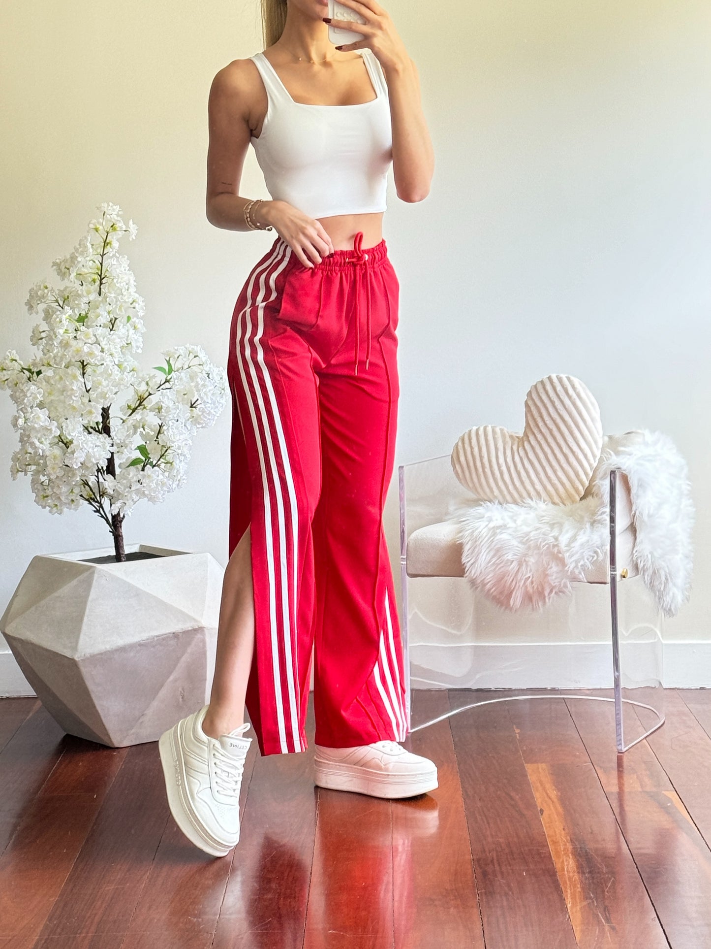 Pant rojo de rayas