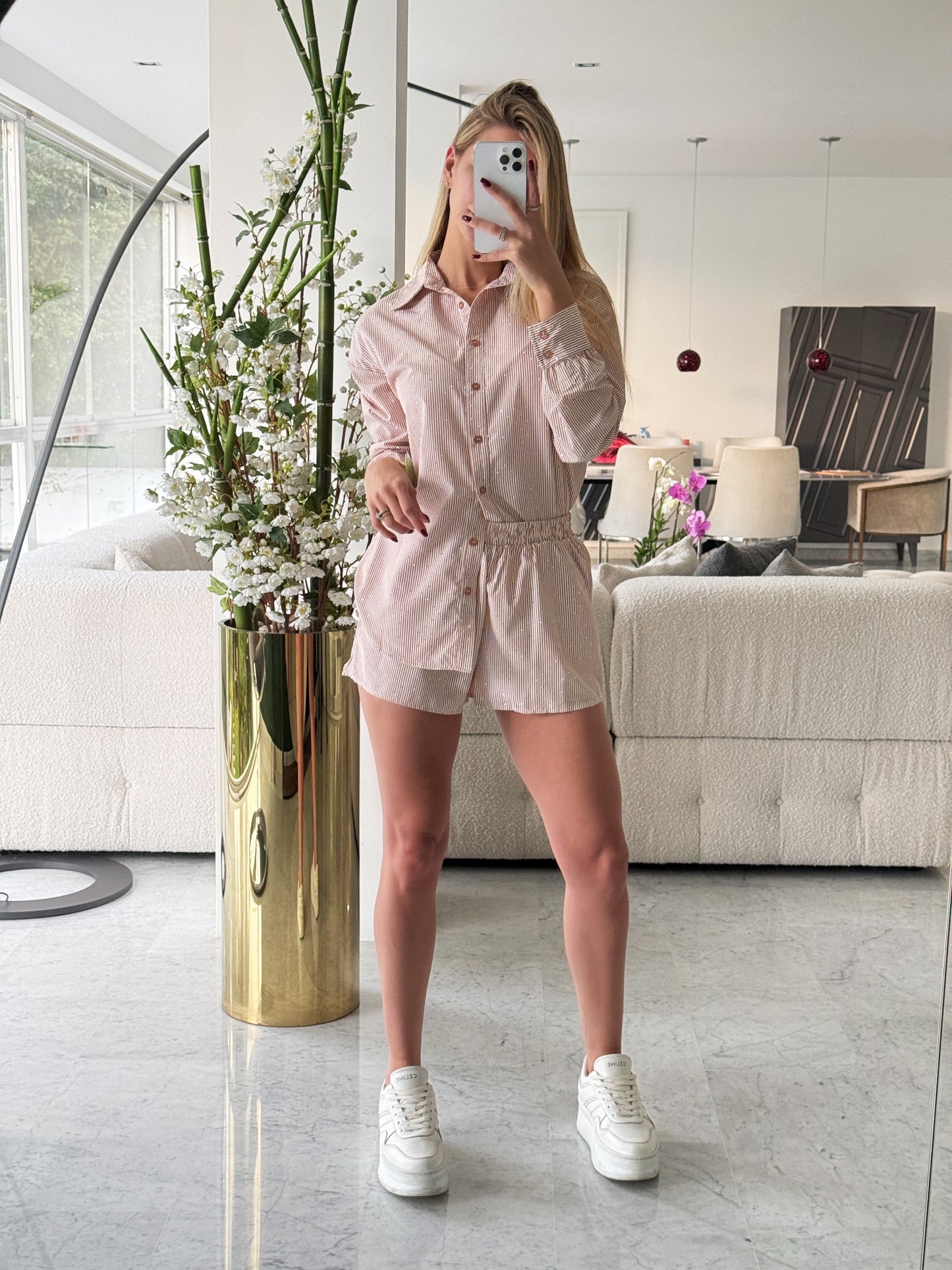 Set de camisa y short brillante marrón better be
