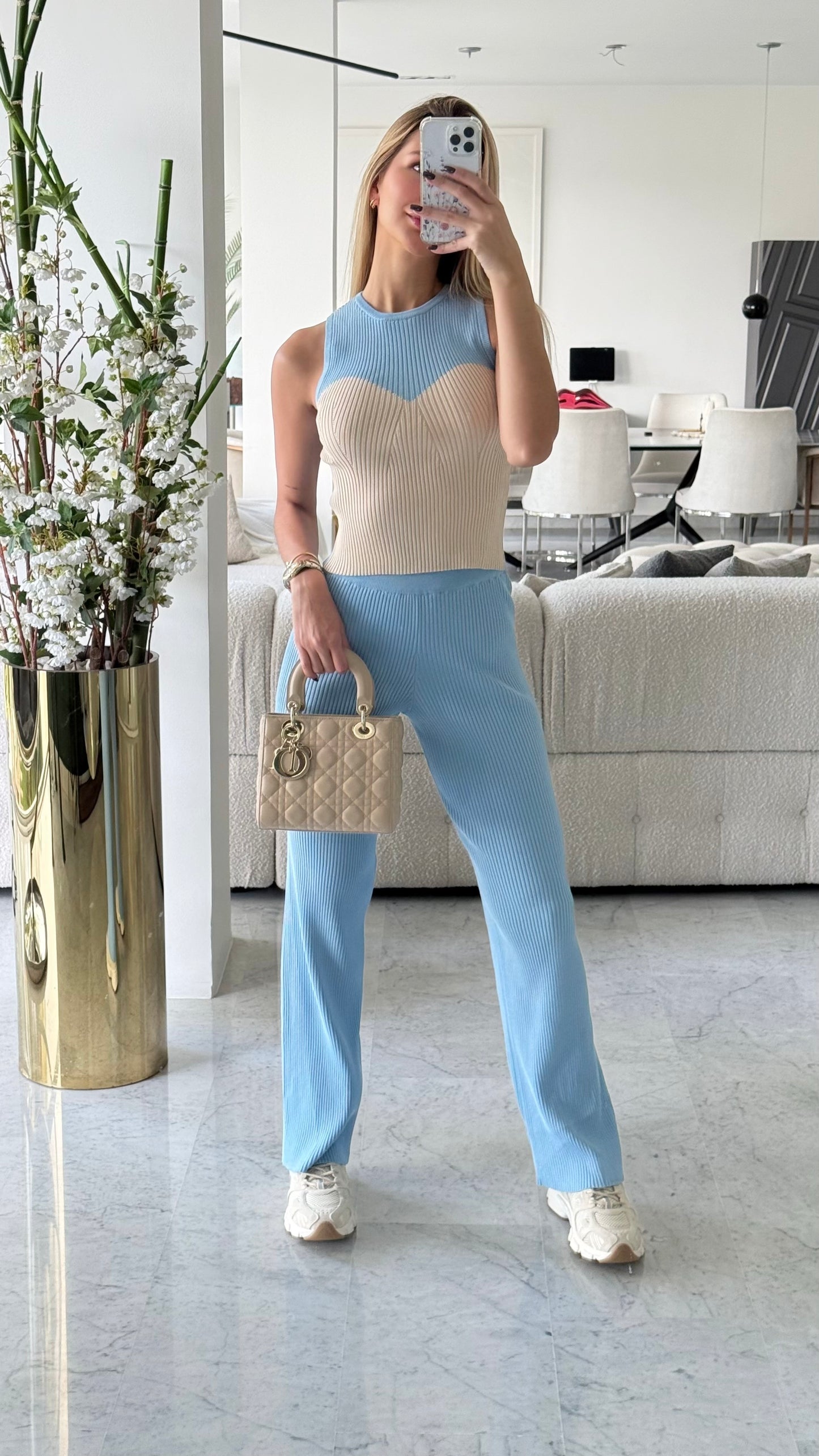 Set rivir azul con beige