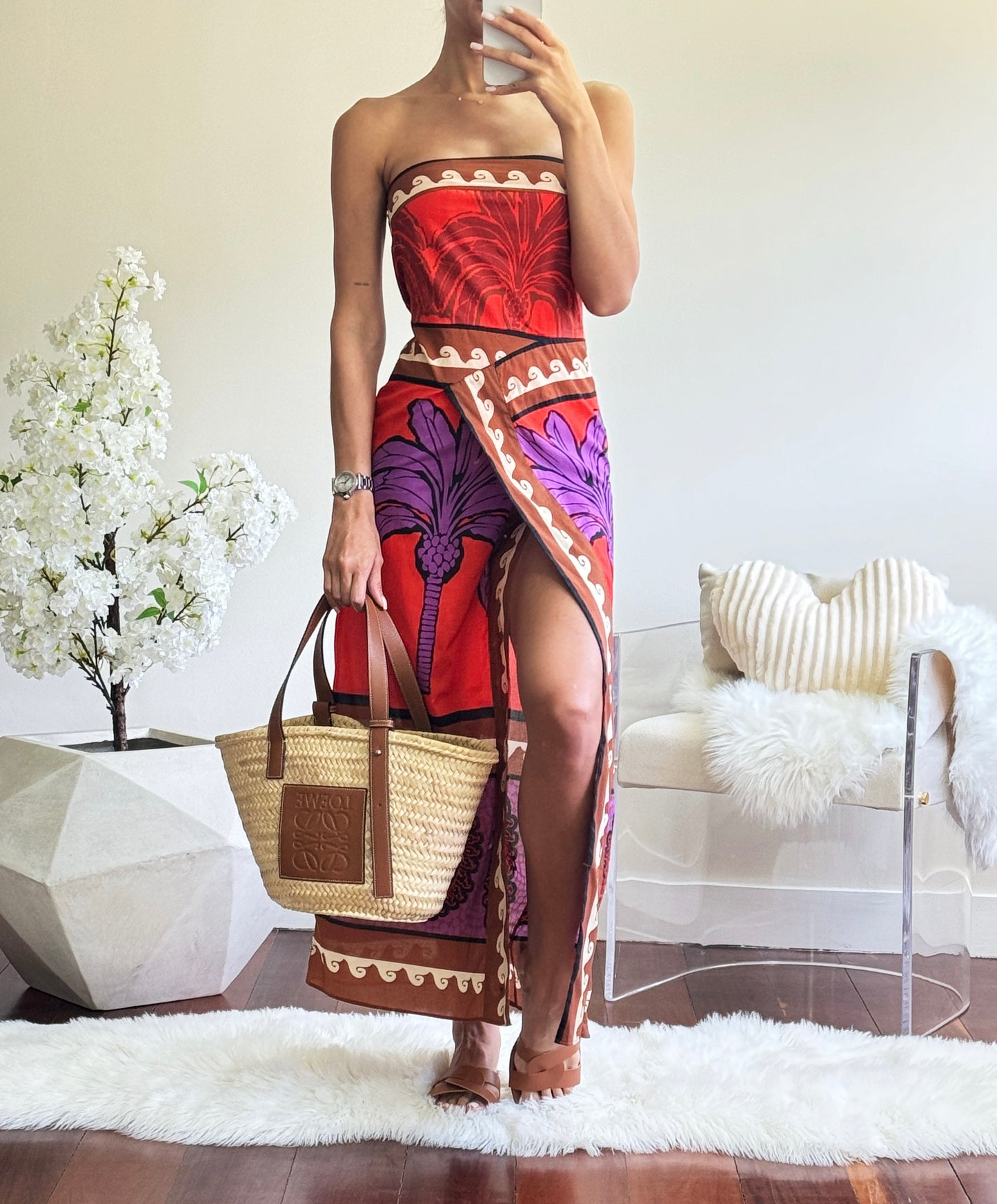 Vestido rojo y marrón luxxel