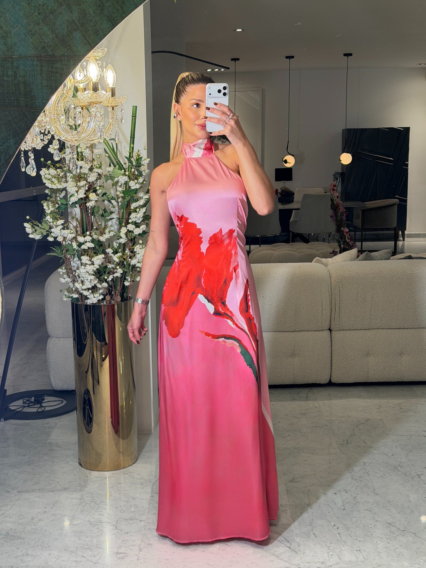 Vestido rosado estampado cb
