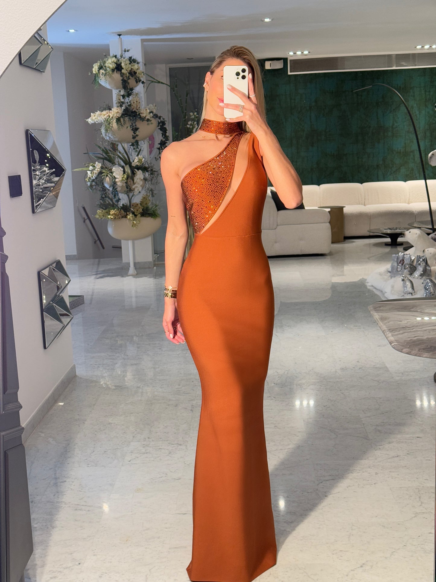 Vestido bandage largo marrón cb 1S. 145$