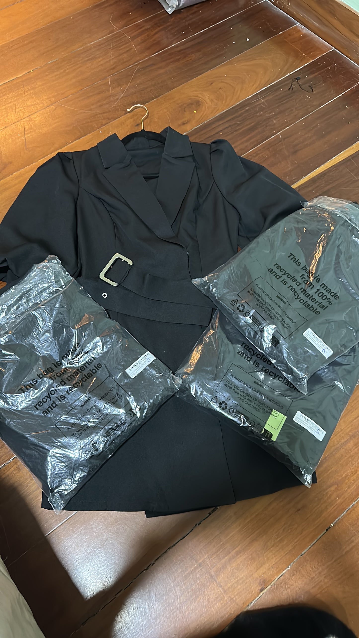 Vestido blazer con cinturón negro talla