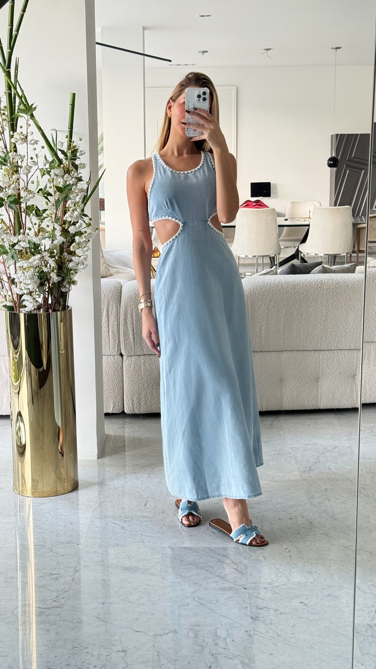 Vestido azul de jeans largo hersy