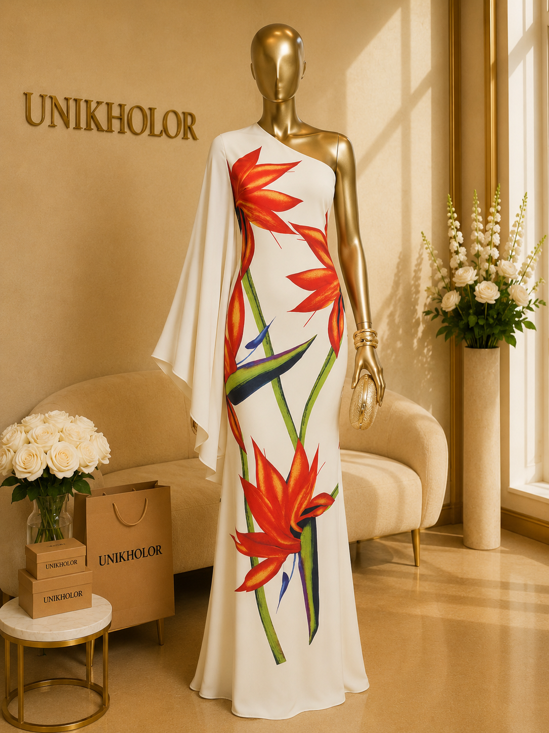 Vestido crema de seda S cb