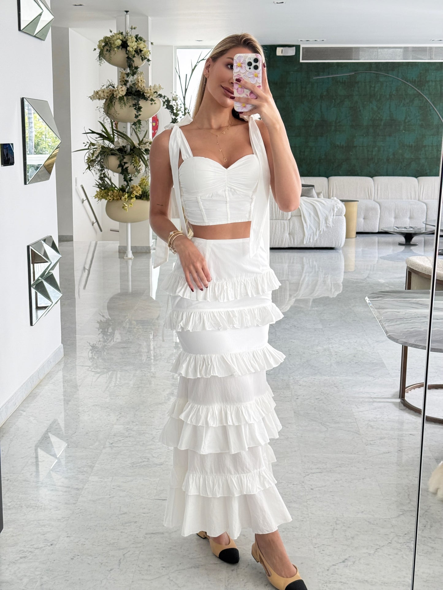 Set de top y falda Mable blanco