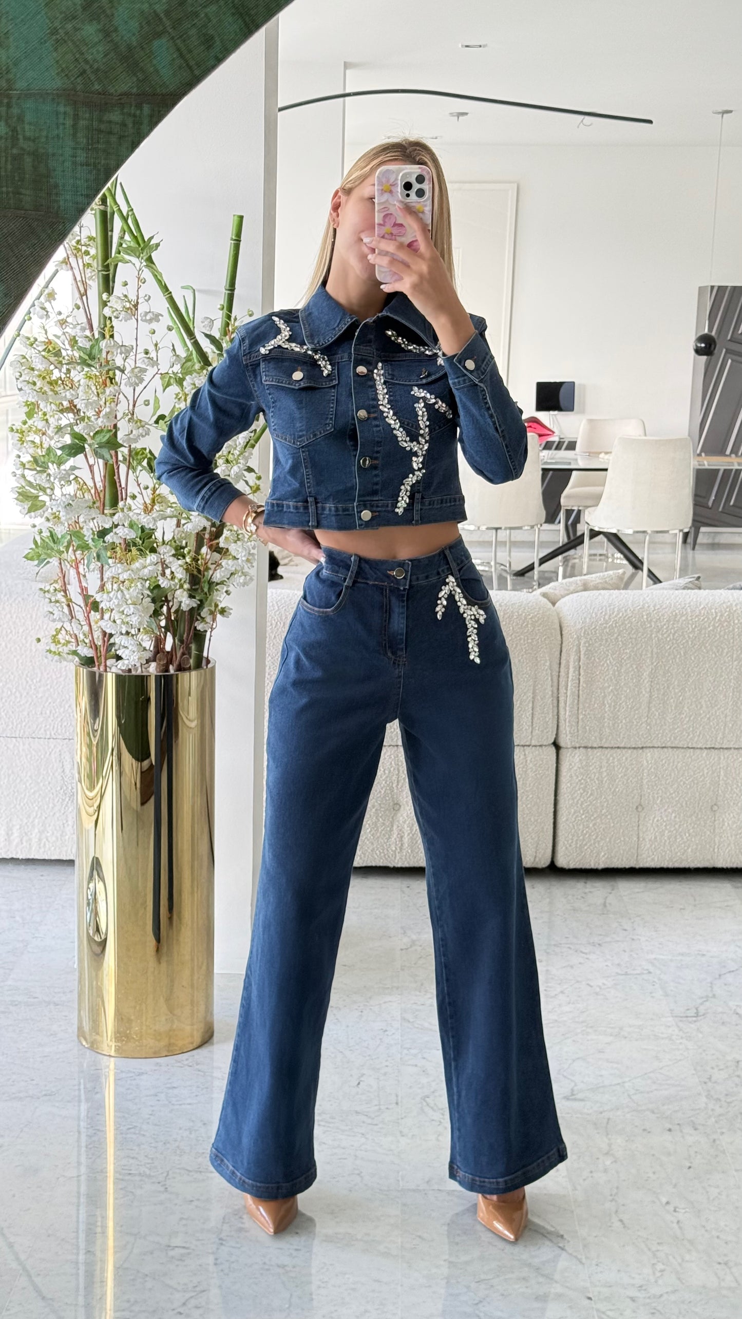 Set de jeans chicways con brillantes