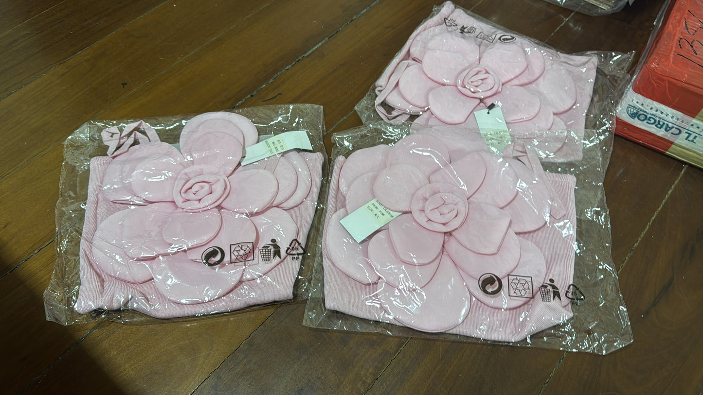 Top de flor stretch rosado