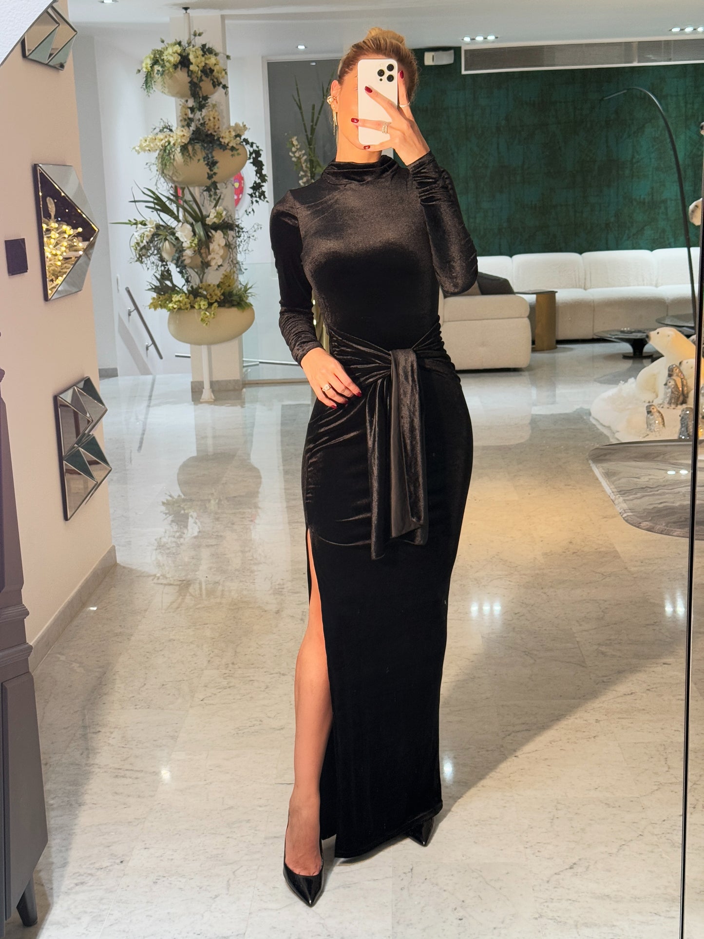 Vestido terciopelo negro largo cb