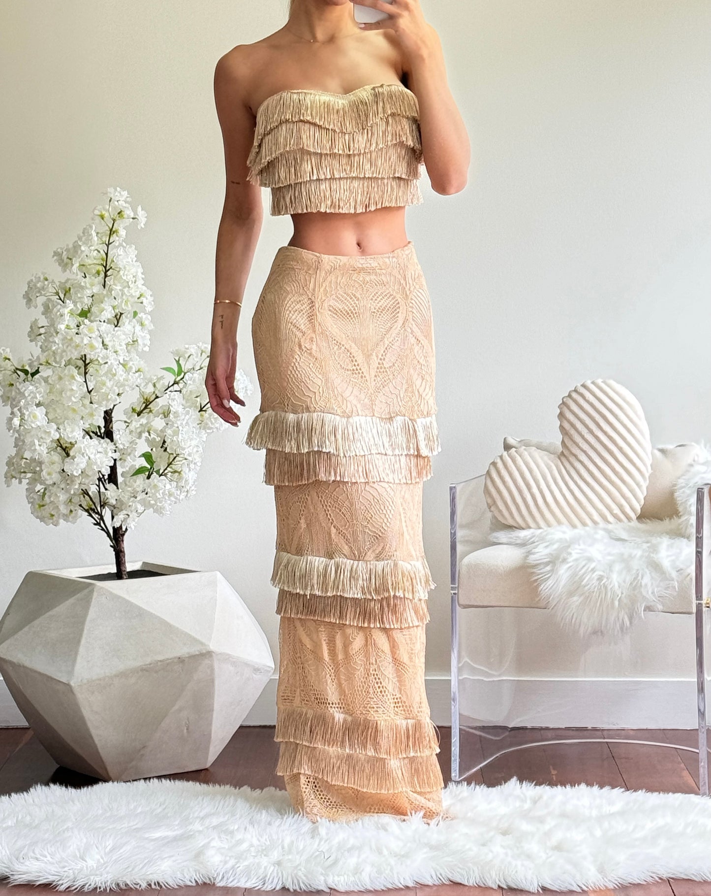 Set dorado de falda y top