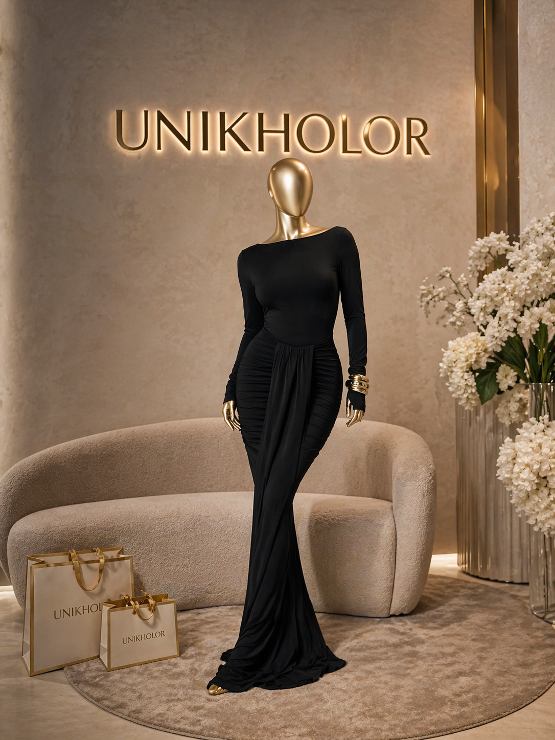 Vestido negro mangalarga stretch