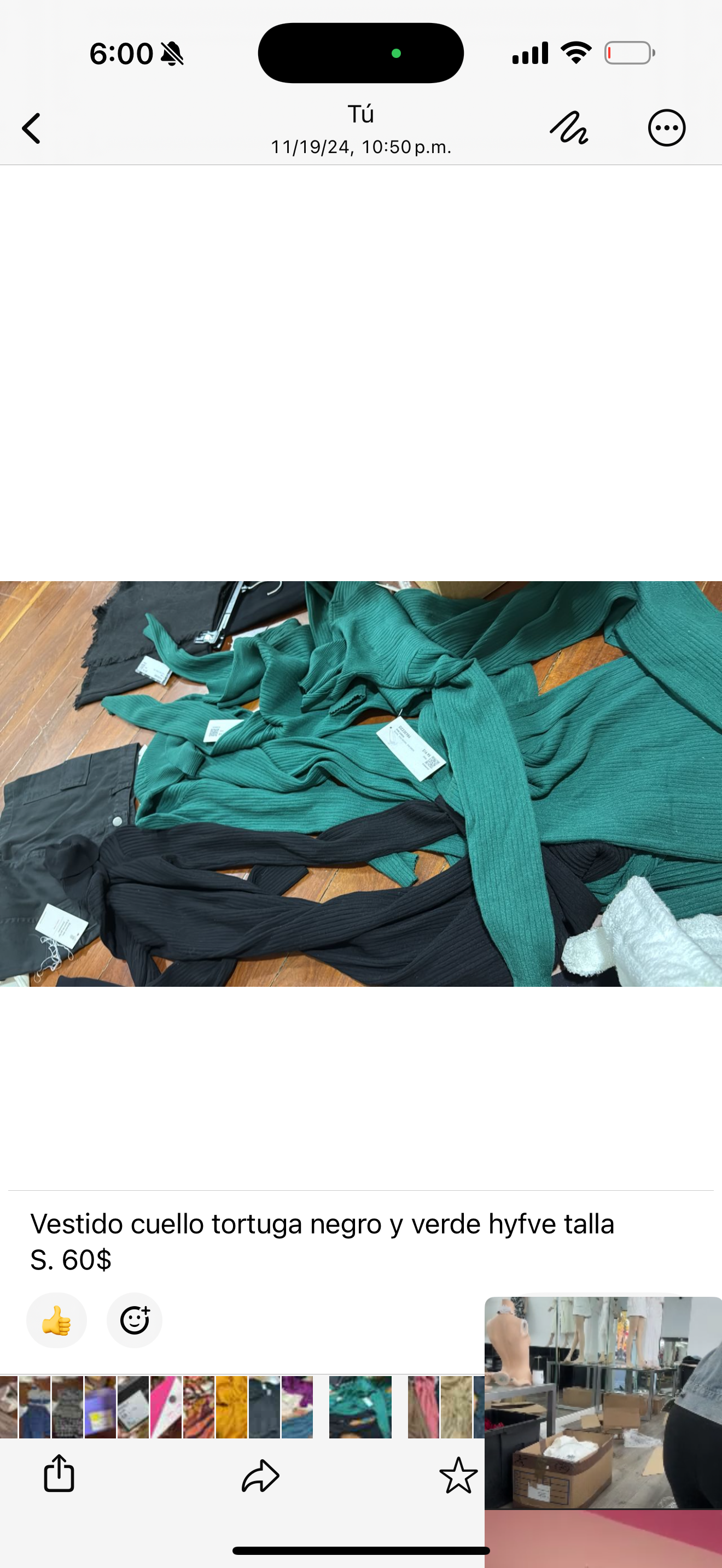 Vestido cuello tortuga negro y verde hyfve talla S.