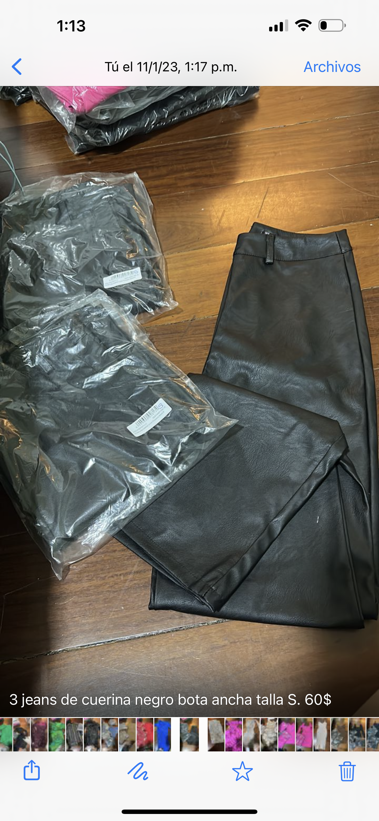 Pant de cuerina negro bota ancha