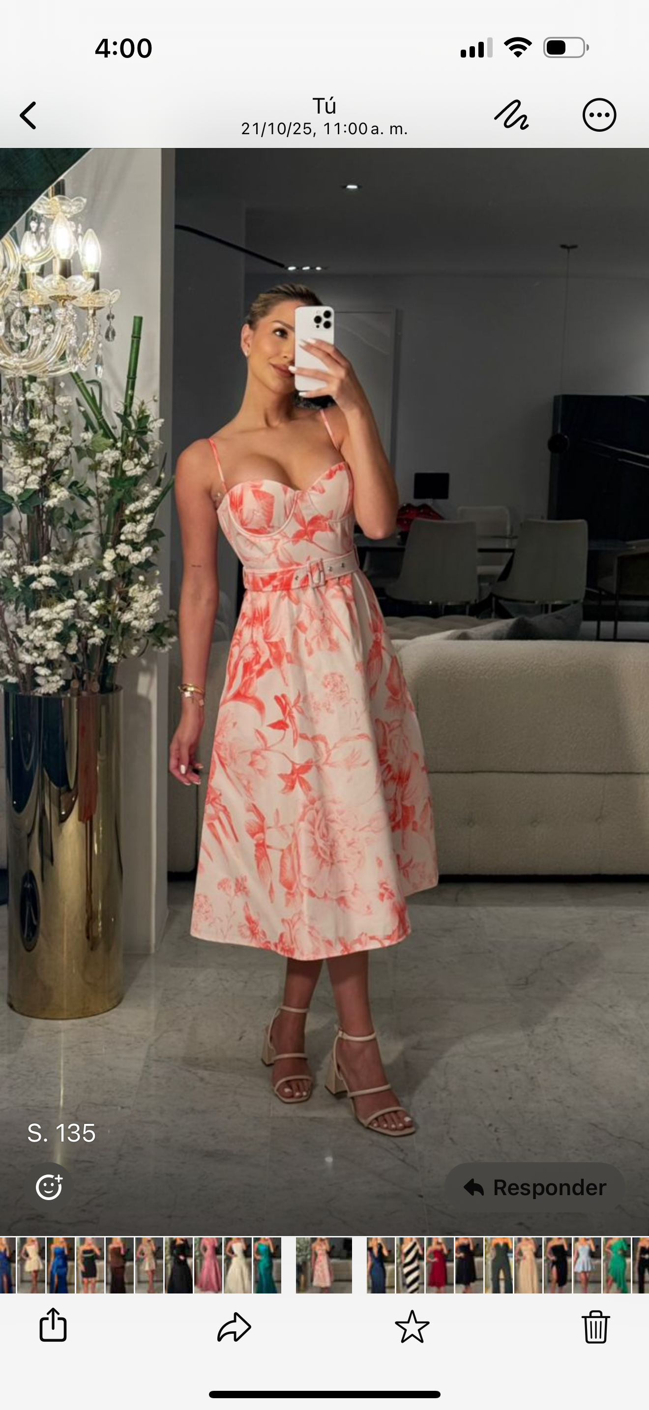 Vestido rosa con blanco cinturón cb
