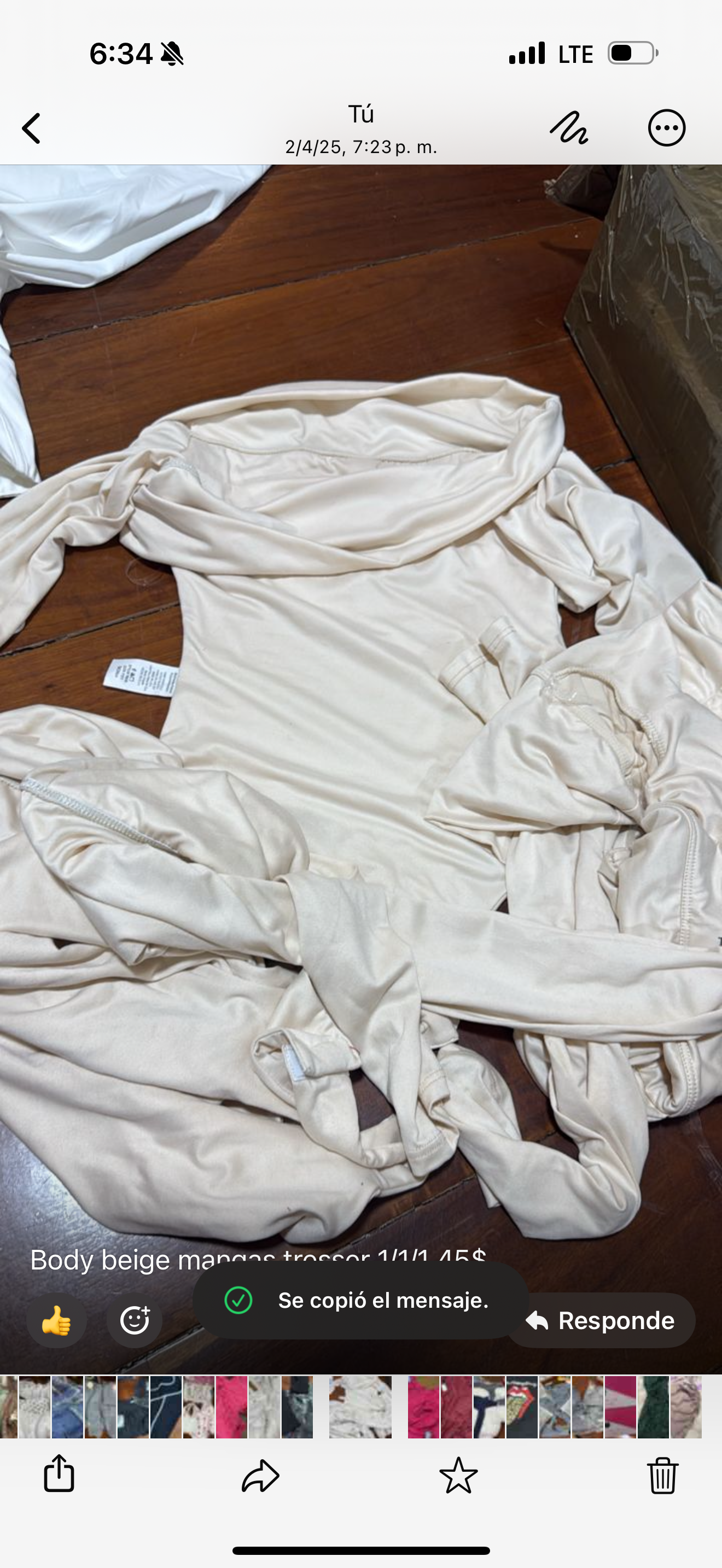 Body beige mangas tresser