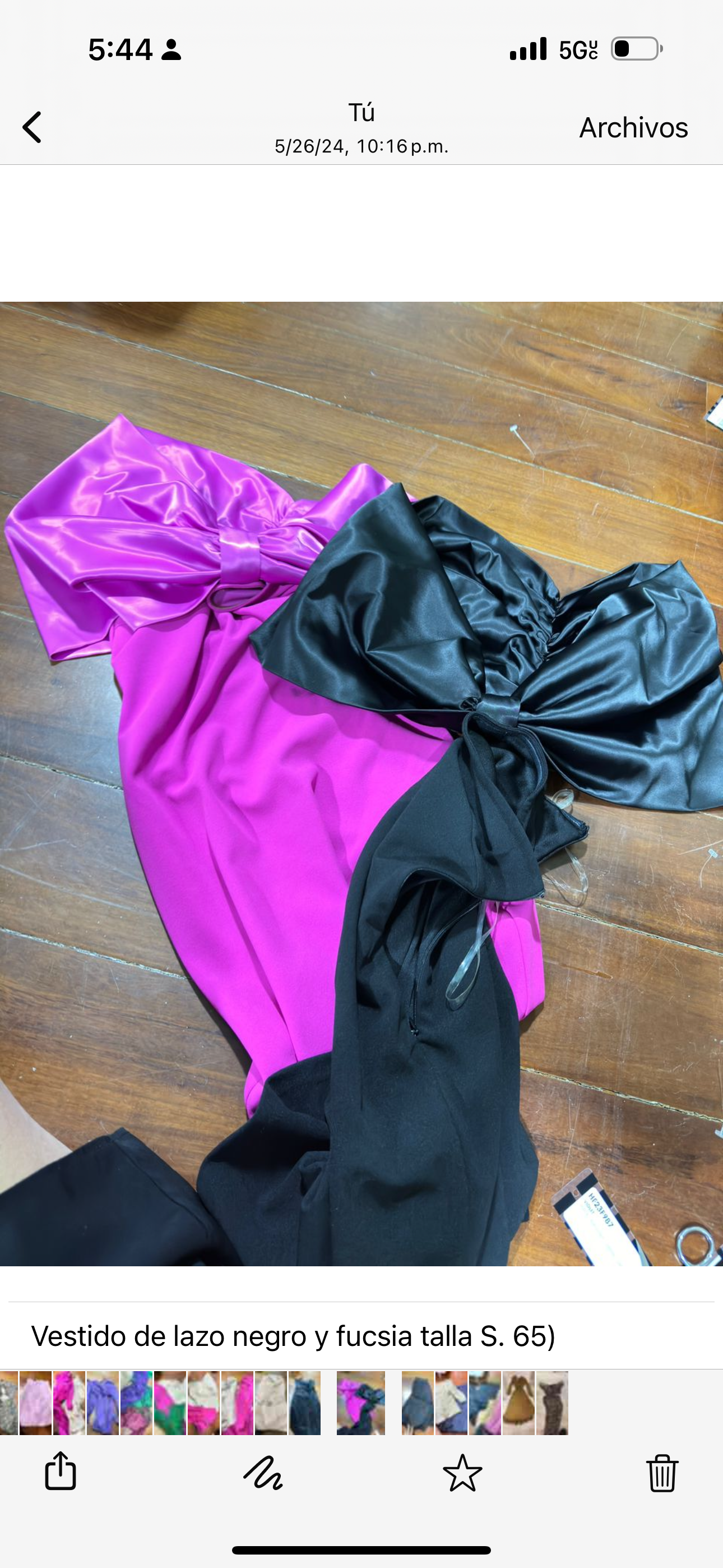Vestido de lazo negro y fucsia talla S
