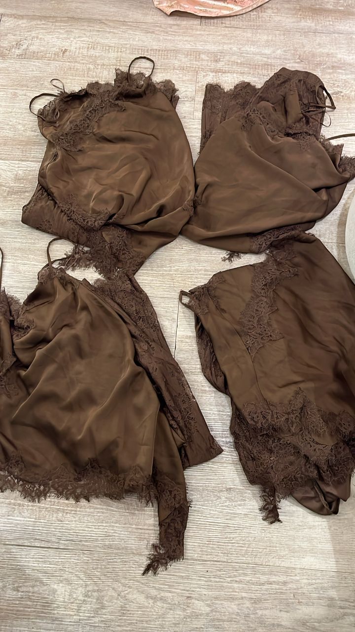 Set marron de encaje cb