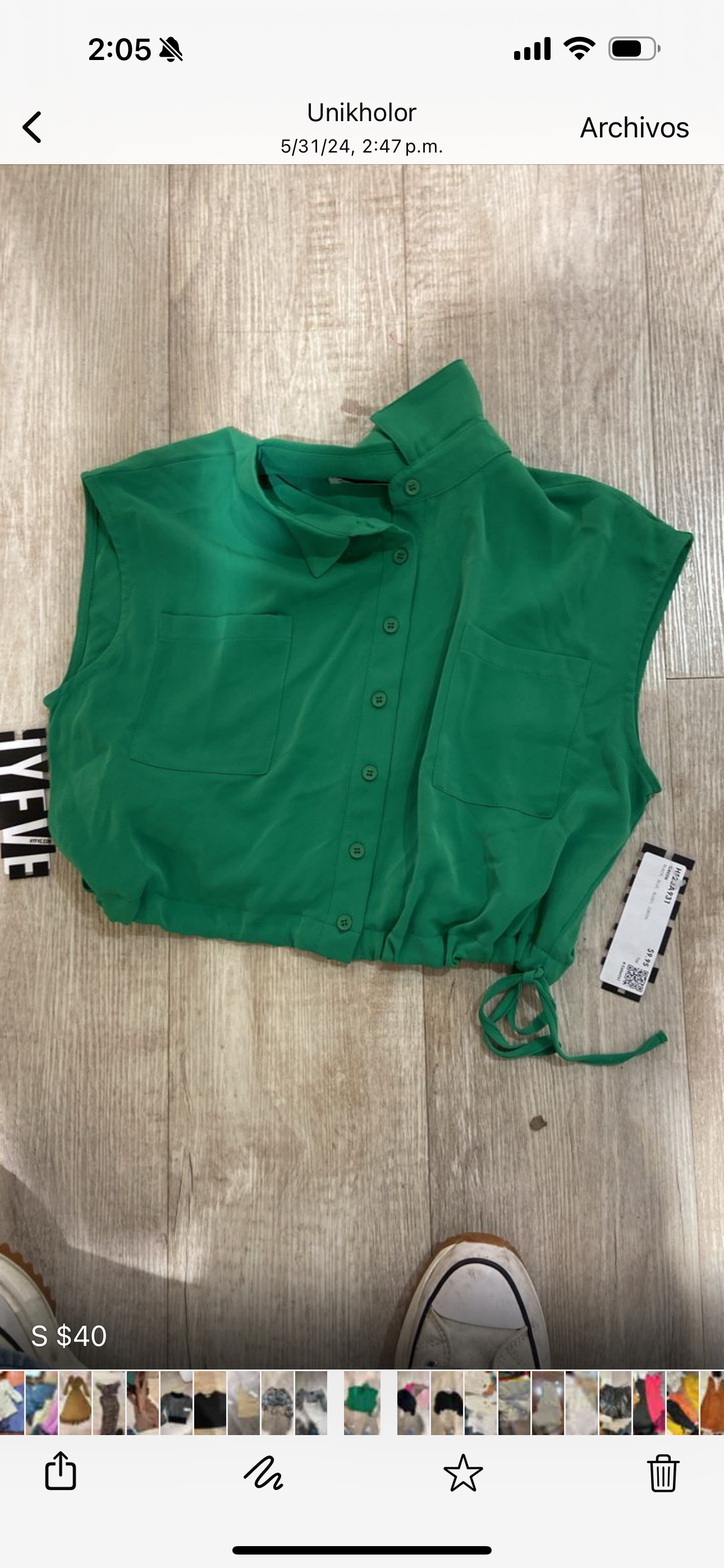 Top verde botones hyfve