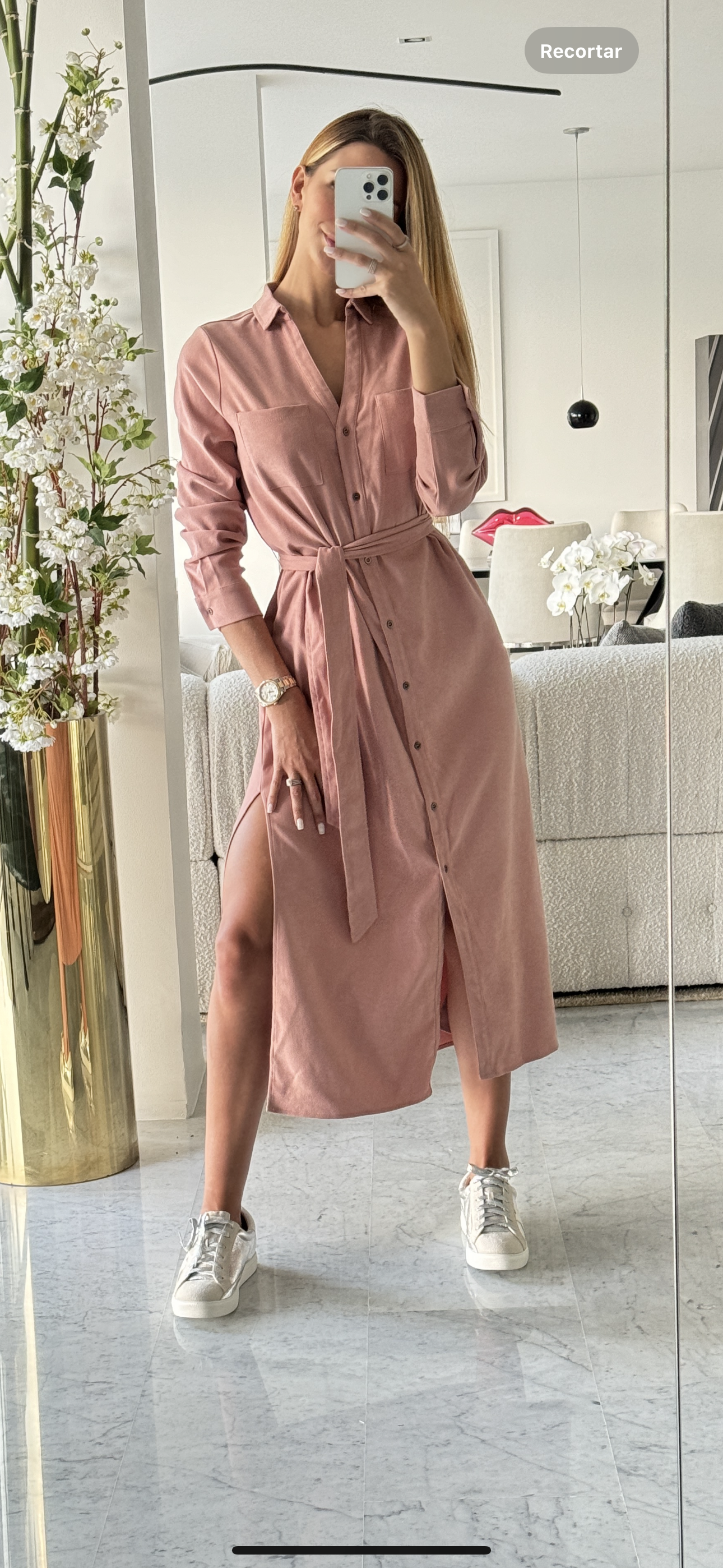 Vestido rosado de pana S/M