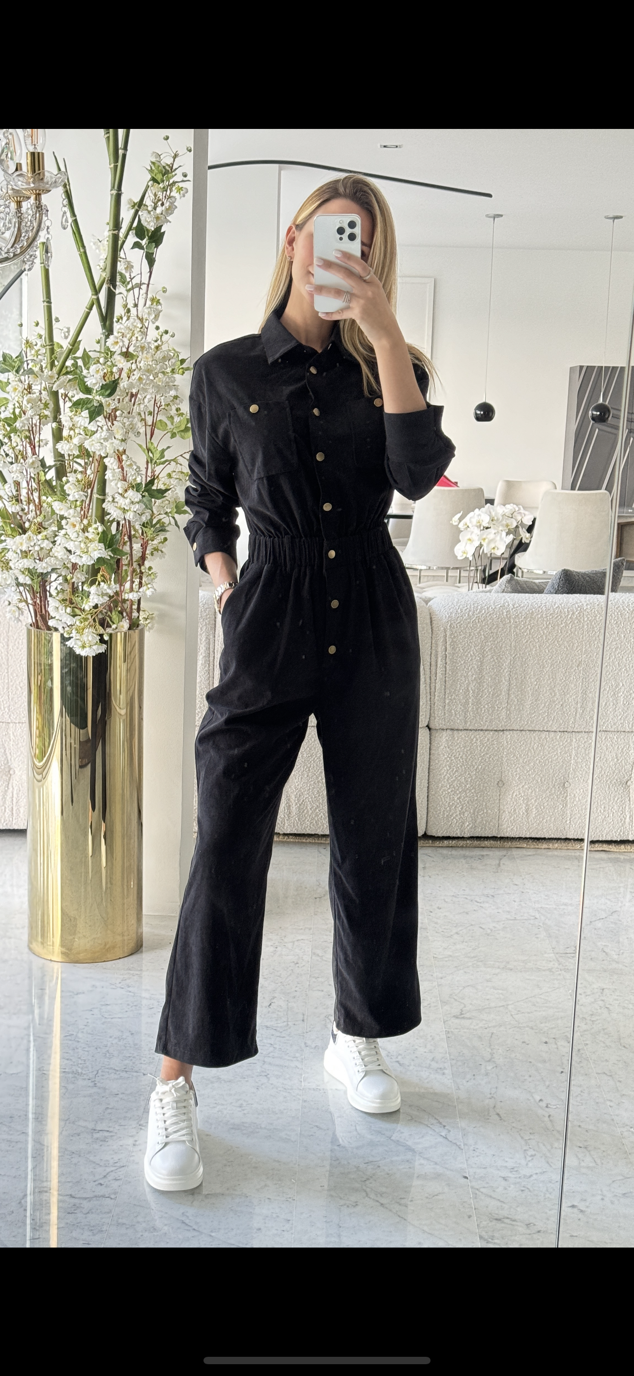 Jumpsuit de pana negro S