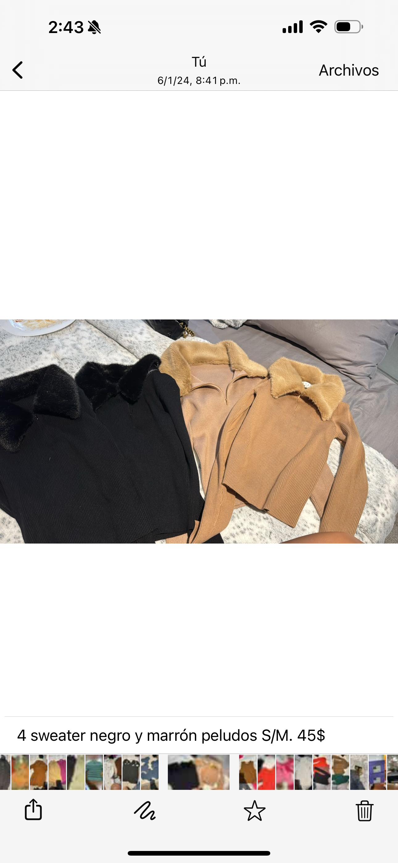 Sweater negro y marrón peludos S/M