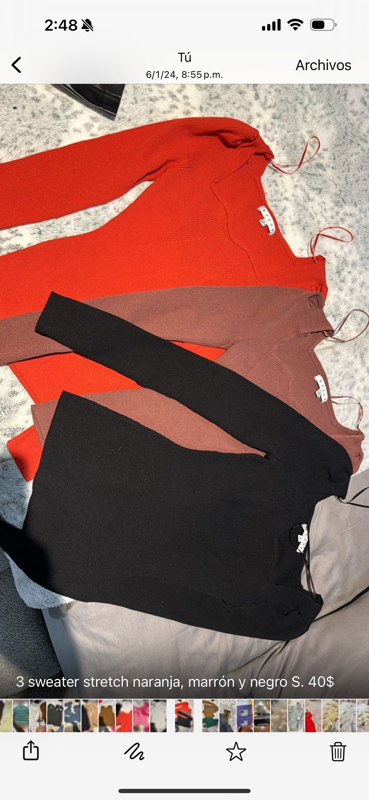 Sweater stretch naranja, marrón y negro S