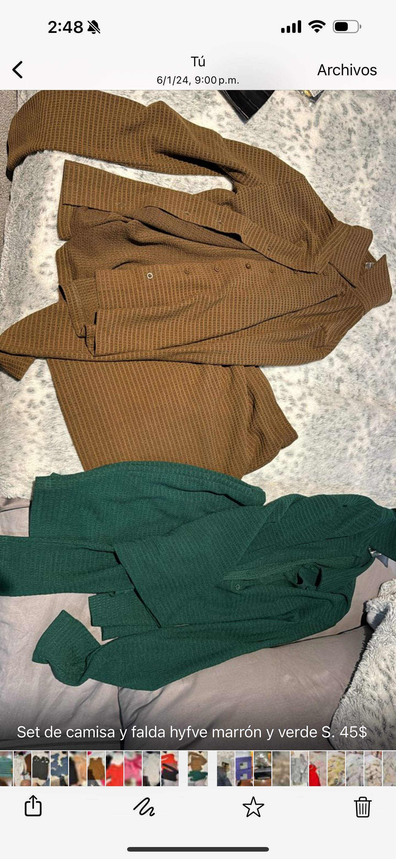Set de camisa y falda hyfve marrón y verde S