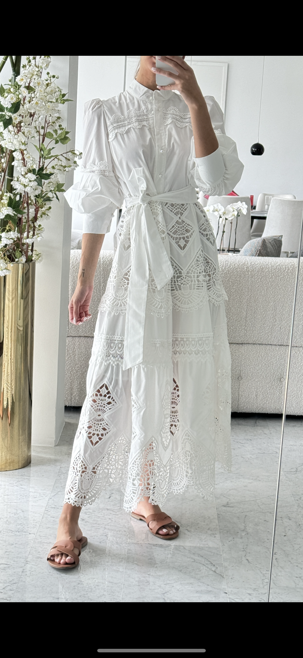 Vestido largo blanco de encaje