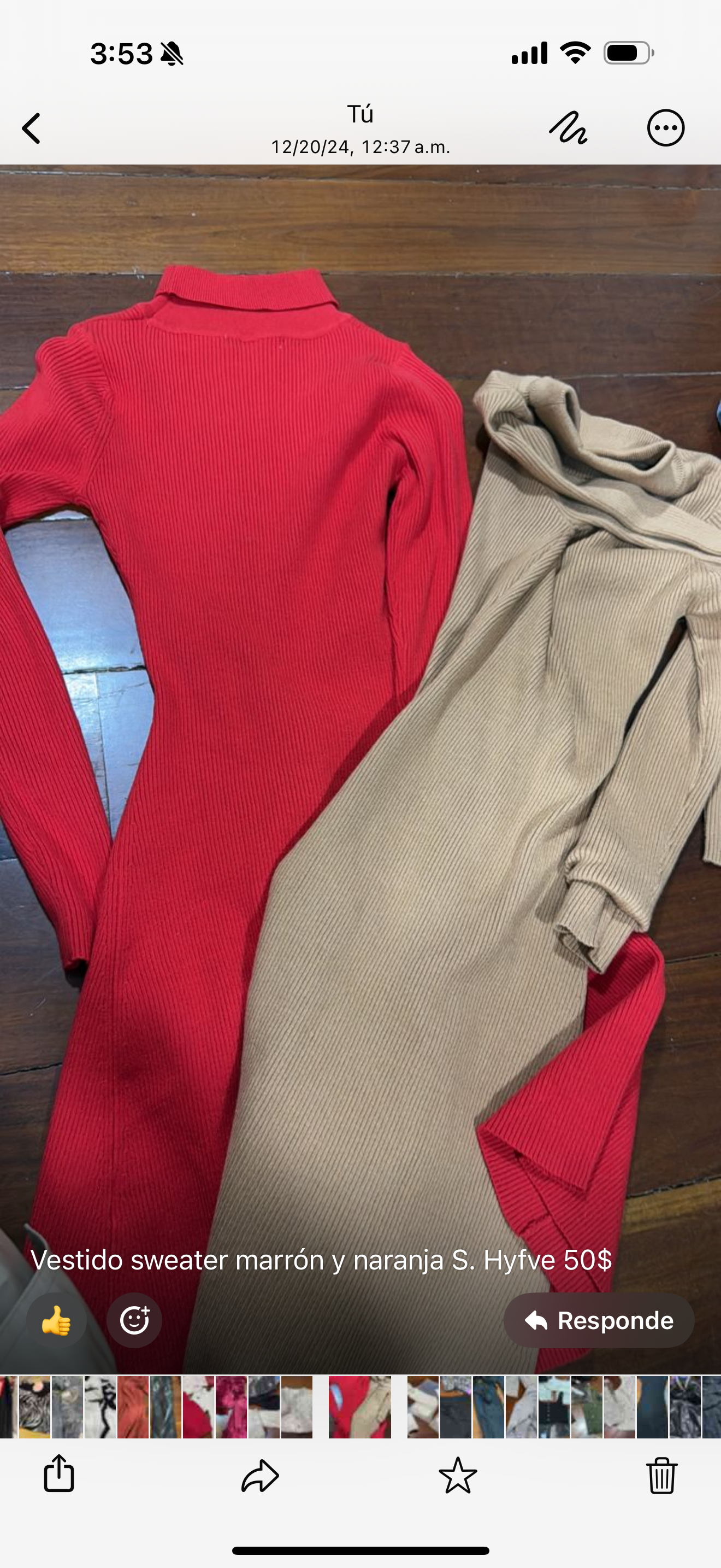 Vestido sweater marrón y naranja S. Hyfve