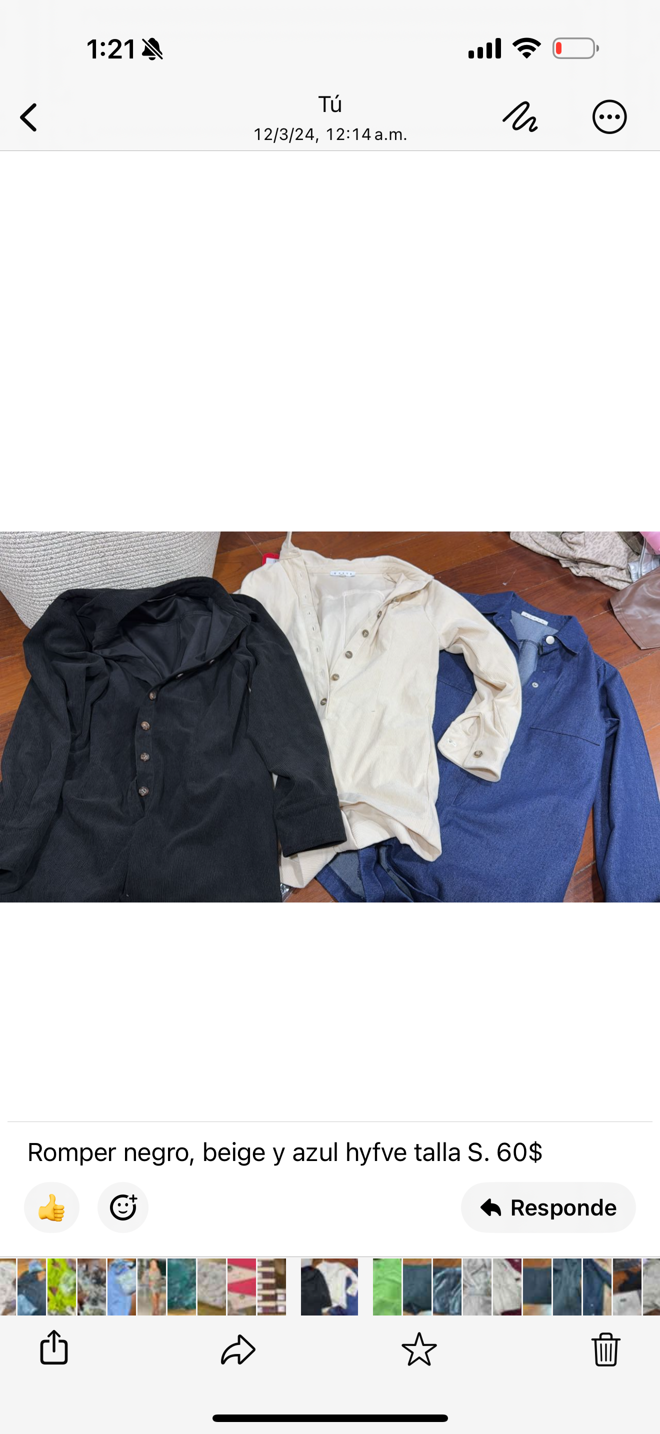 Romper negro, beige y azul hyfve talla S. 60$