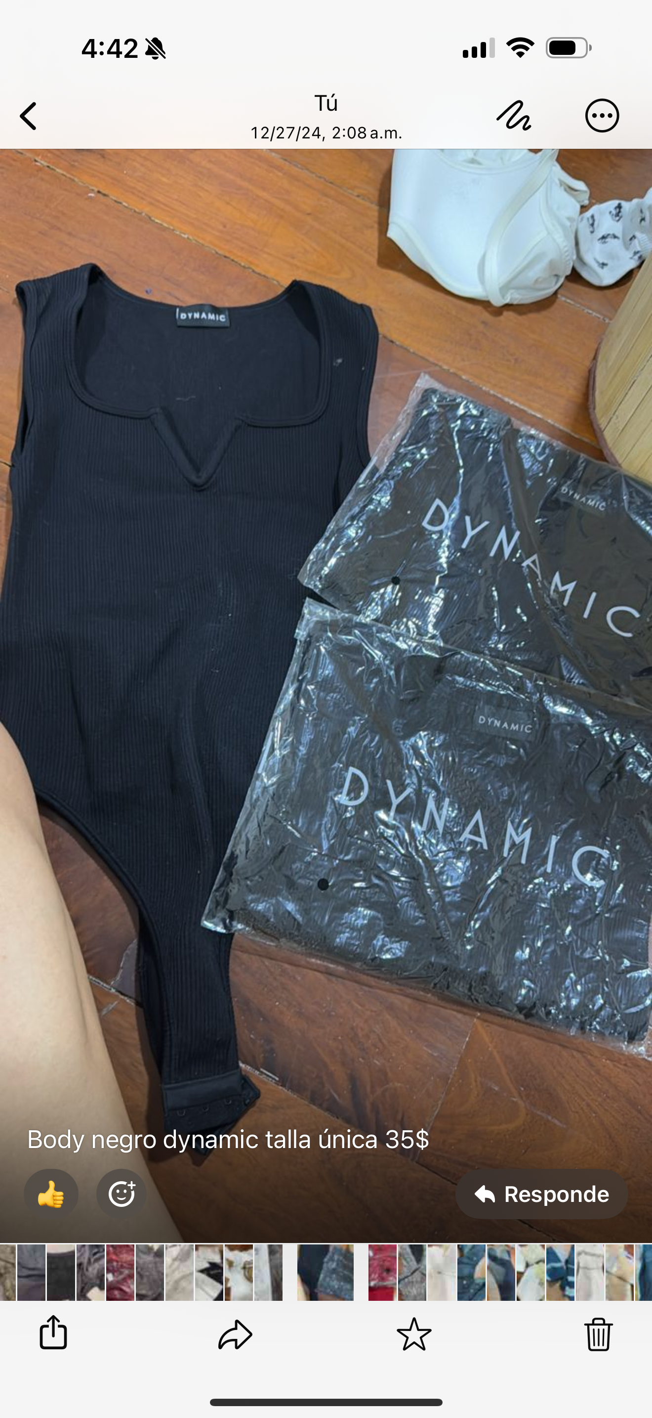 Body negro dynamic talla única