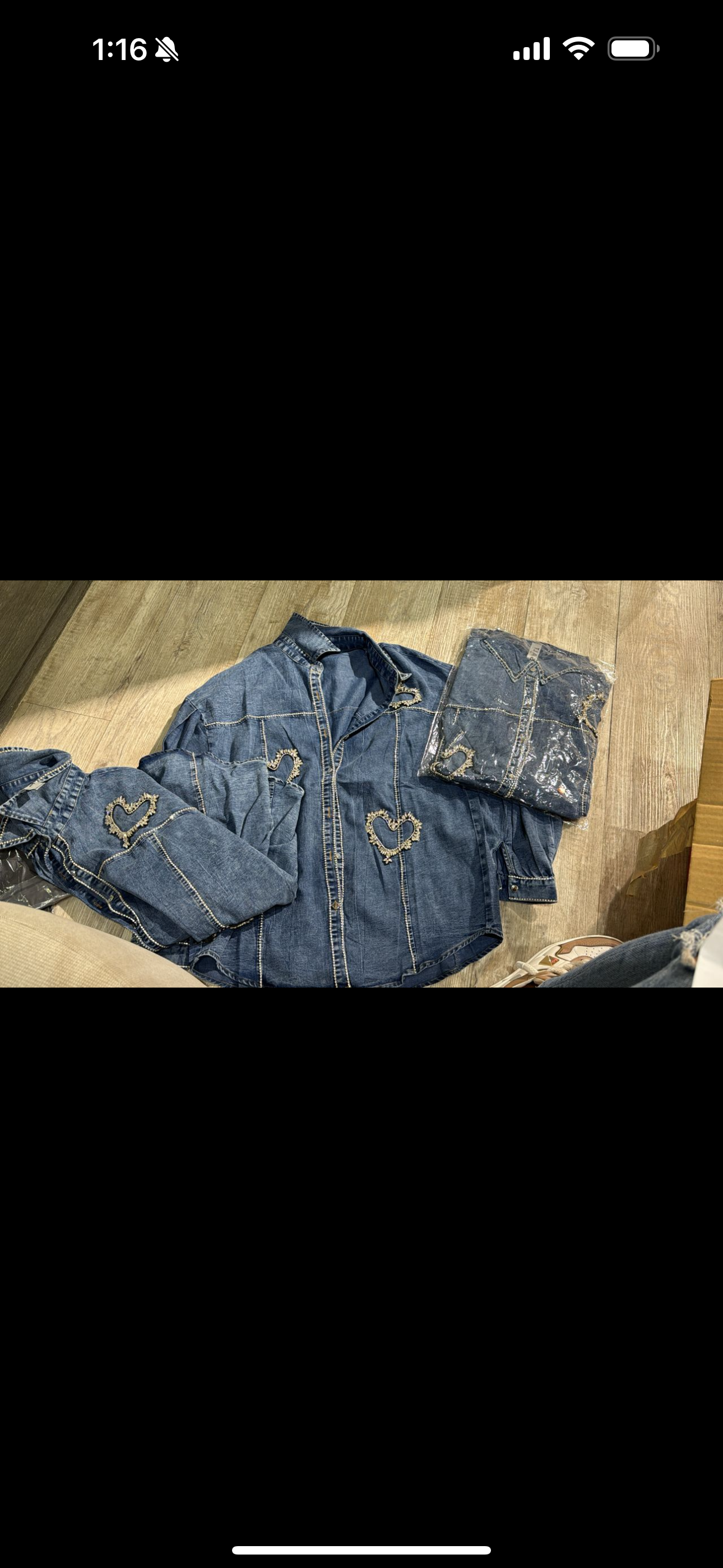 Camisa de jeans de corazon brillante
